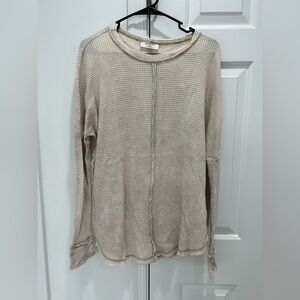 Z Supply Cream Waffle Long Sleeve Thermal Top